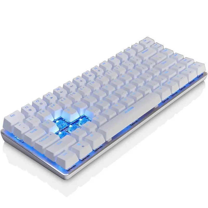 Белый Ajazz Geek AK33 светодиодный Usb Проводная игровая механическая клавиатура с подсветкой Эргономичный мультимедийный синий/черный переключатель - Цвет: Белый