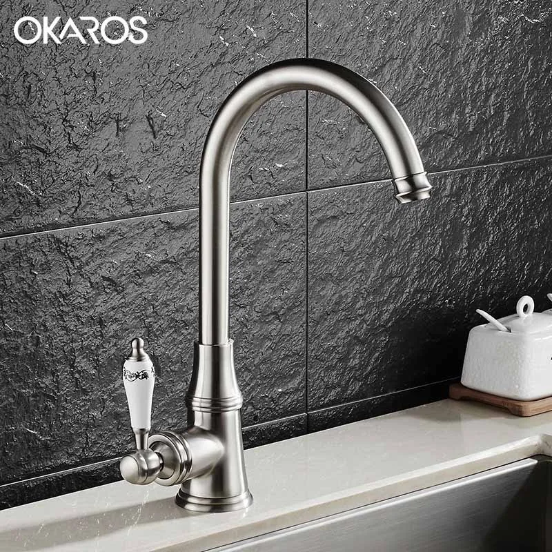 Кухонный Смеситель OKAROS кран для воды с поворотом на 360 градусов из твердой латуни