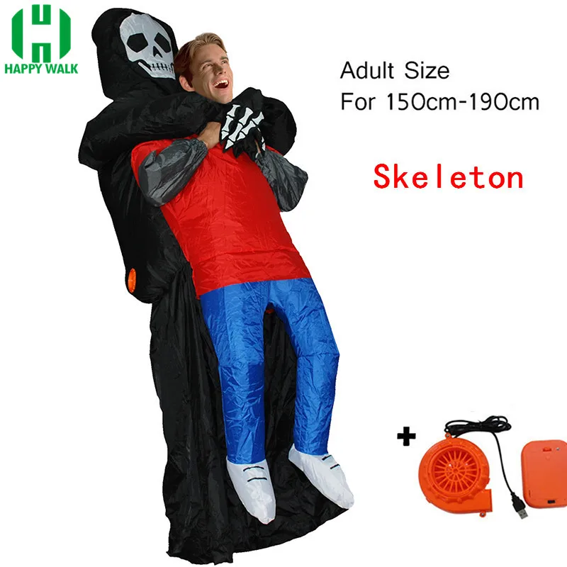 Skeleton Пурим фантазия надувной костюм единорога динозавра Вилли ковбой сумо утка животное талисман Хэллоуин костюм для женщины мужчины ребенок взрослый - Цвет: Skeleton