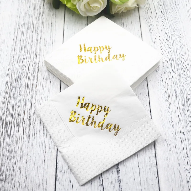 10 шт./лот День рождения ткани с днем его Для мальчиков и девочек Baby Shower салфетки
