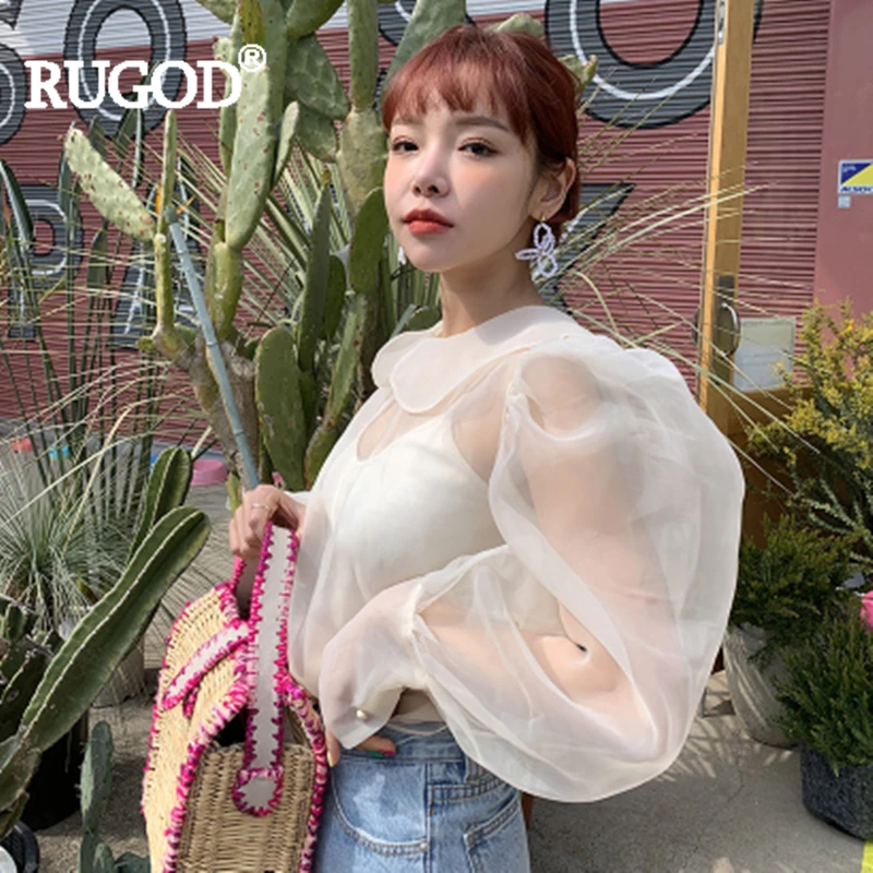 RUGOD 2019 женская шифоновая блузка + жилет Топ Питер Пэн воротник сладкий прочный