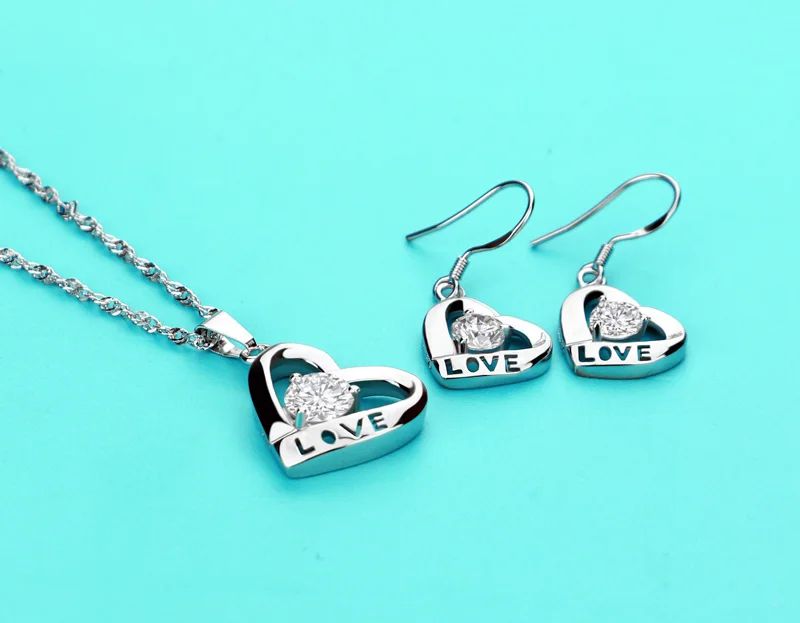 Женский комплект из колье и серёг серебра 925 пробы | Украшения аксессуары