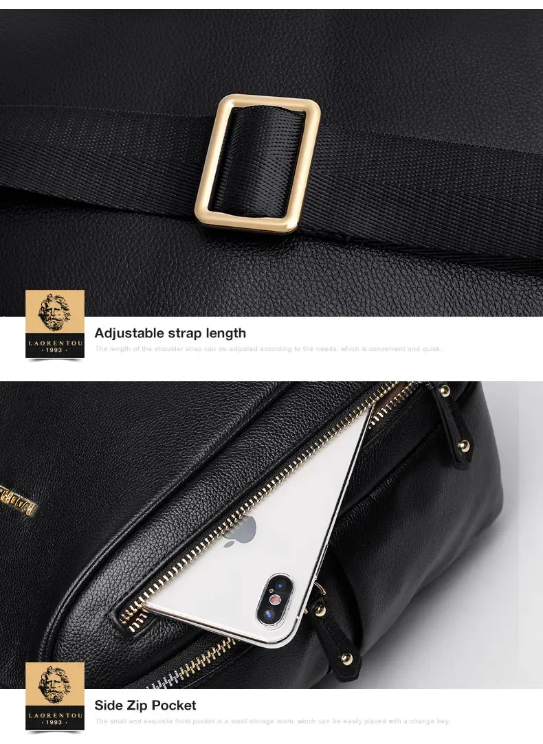 LAORENTOU Brand Women Backpack Large Capacity Lady Solid Bag School Bag for Teenage Large Capacity Multifunctional Bag