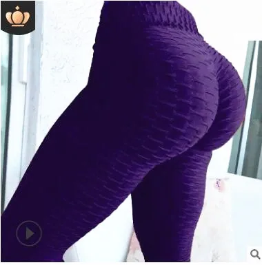 CB1098 purple Штаны для йоги размера плюс XS-2XL, спортивные Леггинсы с высокой талией и пуш-ап, сексуальные леггинсы для занятий спортом, бега, тренировок, фитнеса для женщин - Цвет: CB1098 purple