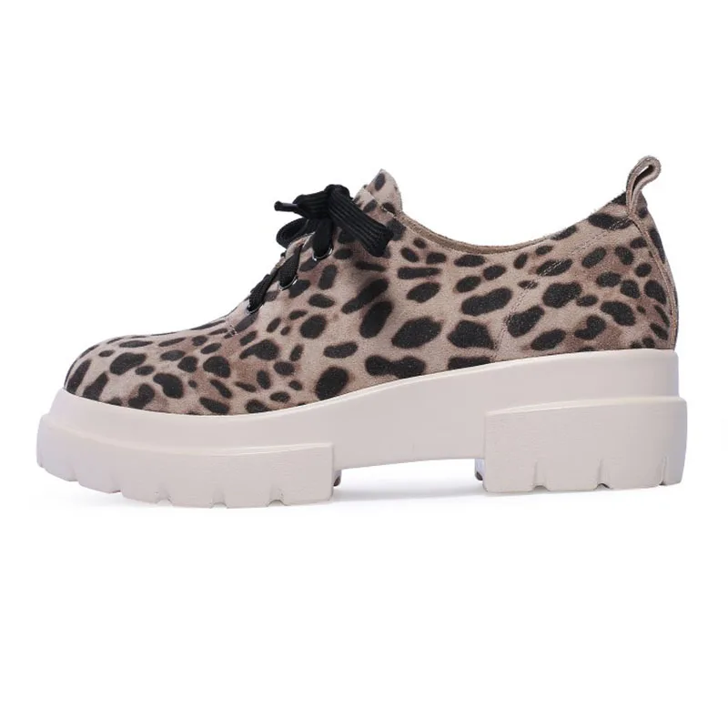 New leopard genuine leather women martens lace up platform flat ankle boots | Обувь
