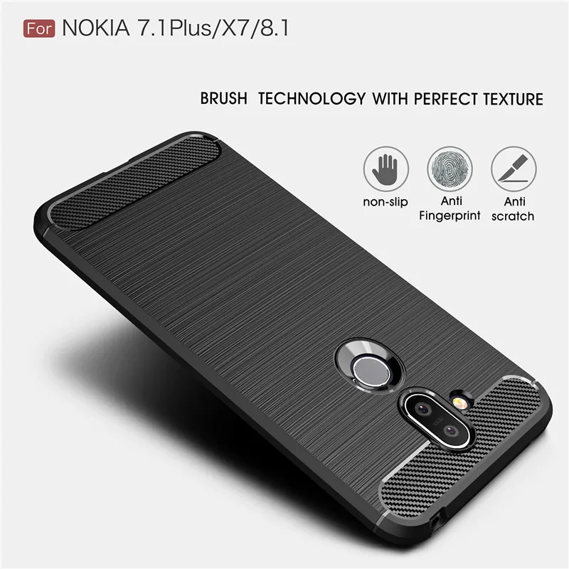 Чехол для телефона из углеродного волокна Nokia 8 1 чехол мягкого ТПУ задняя крышка