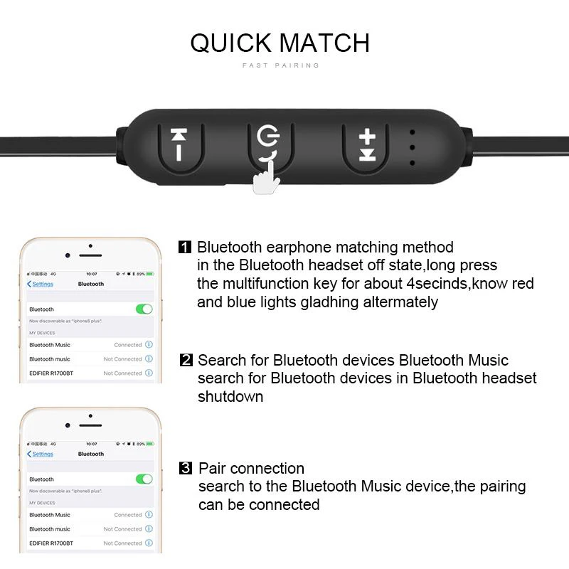 500 шт./лот шейные Bluetooth наушники магнитные Беспроводные спортивные для бега V4.1 с