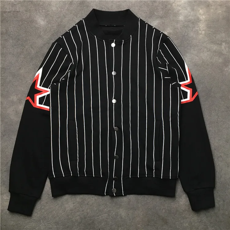 

New 2021 Men Rib Sleeve Embroidery Stars Classic Striped High couple Baseball Coats & Jackets Abstract digital coat Motor #H37