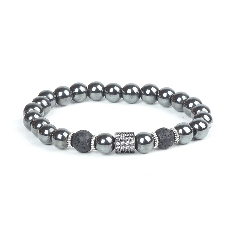 Natural Stone Beads Lava Hematite Bracelet for Men Charms Bracelets &amp Bangles Crystal Male Lucky Yoga Jewelry Accessories | Украшения и