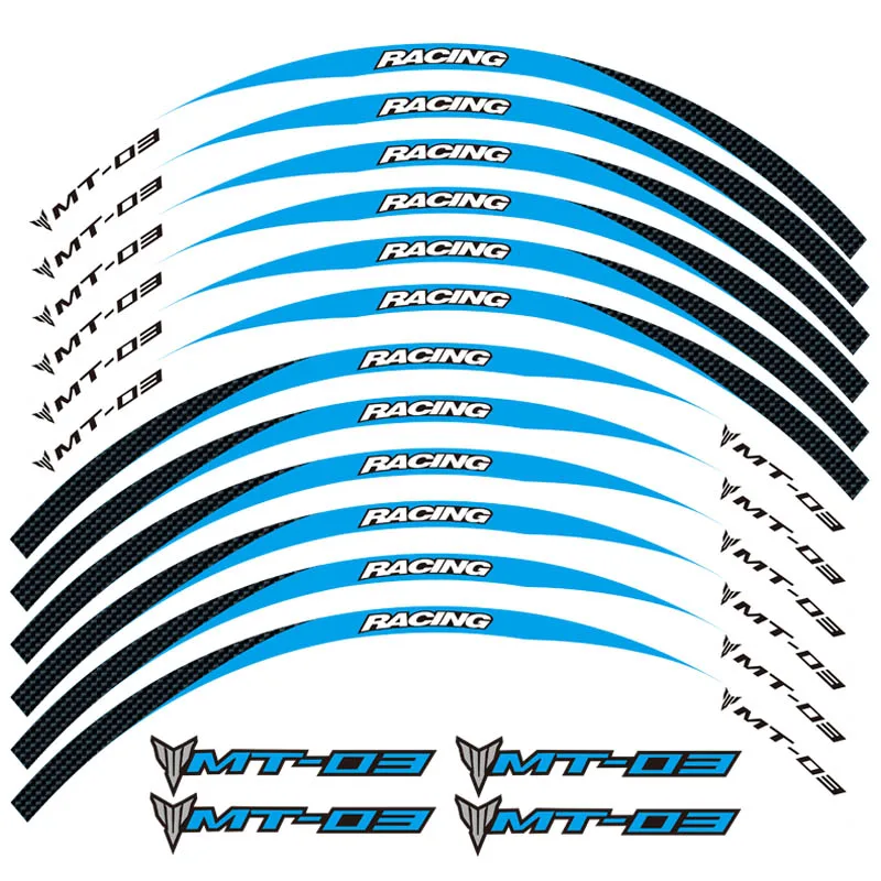 

New Motorcycle 4 colors 17 inch Tire 1set front&Rear Edge Outer Rim Sticker Wheel Decals For YAMAHA MT-03 Reflective Sticker