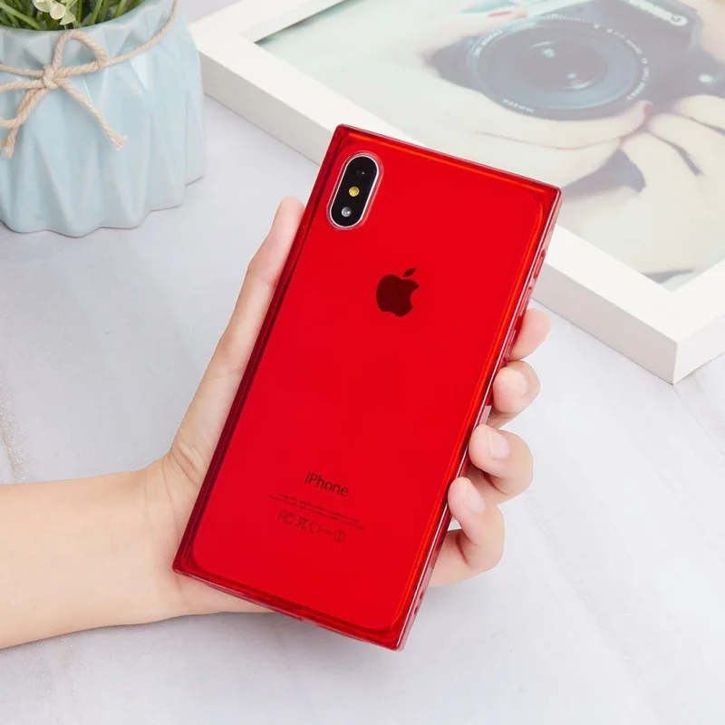 Модный Квадратный Дизайн Ударопрочный Мягкий чехол из ТПУ для iPhone X XS Max XR 5 5S SE 6 Plus