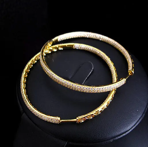 Модные Роскошные серьги кольца с микро кубическим цирконием AAA диаметром 6 см