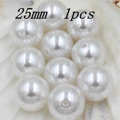 White 25mm 1pcs 3/4/6/8/10/12/14/16/18/20 мм дешевый круглый искусственный жемчуг бусы ручной работы DIY браслет ювелирные изделия Аксессуары для изготовления - Цвет: White 25mm 1pcs