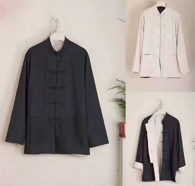 Реверсивный jacketwing Чун Тан suitsmartial искусств кунг фу тай чи одежда мужская coatblack +