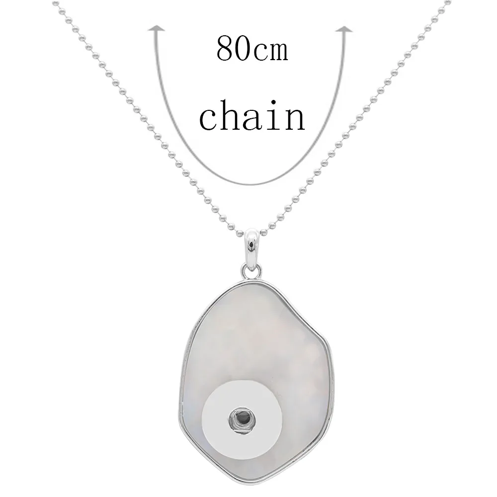 White Acrylic pendant Necklace with 80CM chain KC1095 fit 20MM snaps jewelry irregular shape Chain Bohemia Chic | Украшения и