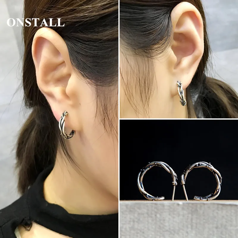 

ONSTALL Dark Dream s925 sterling silver genuine original design thorn earrings, Branch Earrings, individual design,Thorn Jewelry