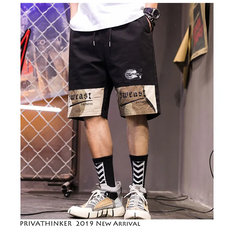Privathinker камуфляжные мужские шорты Карго 2019 летние лоскутные уличные хип хоп