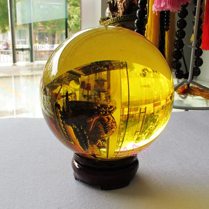 40 мм потрясающее ультра прозрачное желтое стекло КВАРЦЕВЫЙ хрустальный шар | Дом