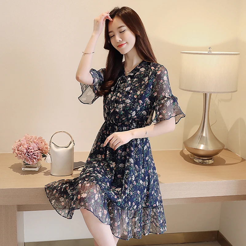 2XL плюс размер Летний шифоновый цветочный сарафан Boho 2019 корейский элегантный