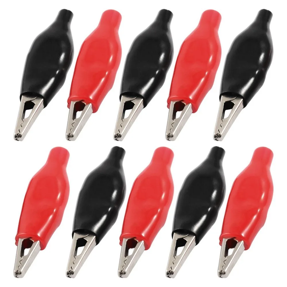 10 PCS Black Red Soft Plastic Coated Testing Probe Alligator Clips Crocodile Test Clip | Обустройство дома