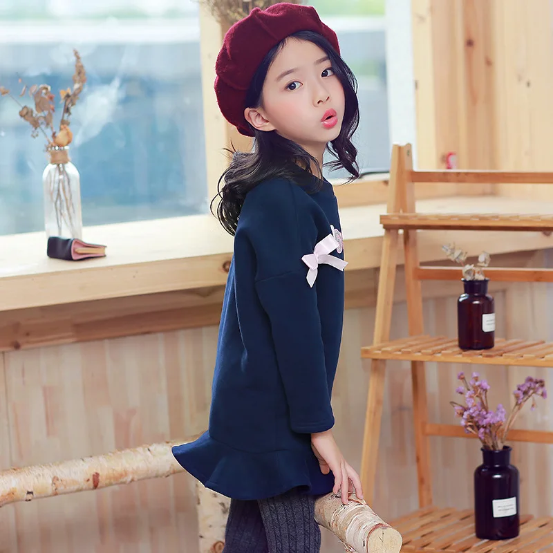 Новинка 2017 года сезон осень-зима платье для маленьких девочек бархатное