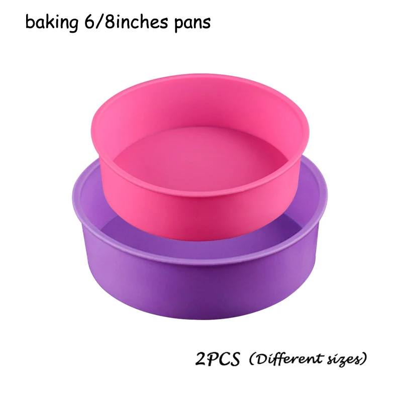 2PCS 2 шт. силиконовые формы 6/8 дюйм(ов) торты форма для выпечки блюдо формы украшения торта инструменты круглый для кухонные для Мусса торты сделать формы Пан - Цвет: 2PCS