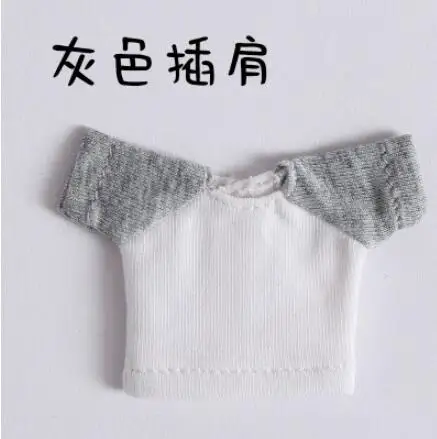 white grey Новая Одежда для куклы ob11 bjd полосатая футболка для 1/12 bjd, obitsu11, ob11 аксессуары для куклы одежда - Цвет: white grey