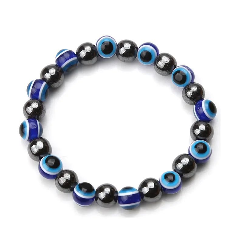 Браслет из ОБСИДИАНОВЫХ бусин синего и красного цвета 8 мм мужской браслет с