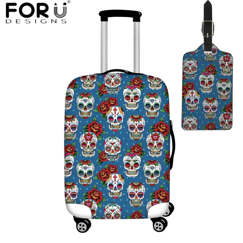 FORUDESIGNS/сахарный череп цветочный принт чехол для чемодана Эластичный Защитный чехол для 18-32 дюймов Тележка багажник пылезащитный чехол