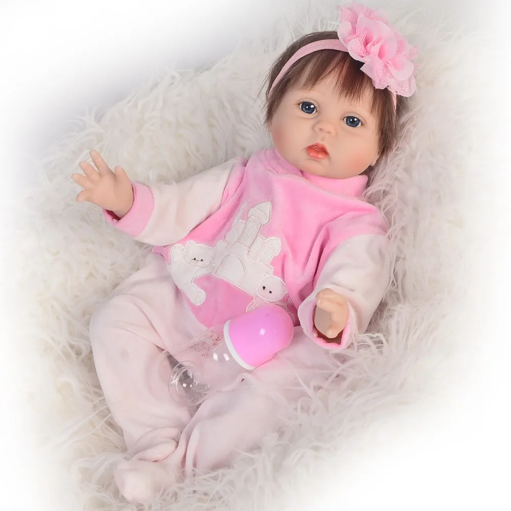 22inch 55cm soft Silicone Reborn Baby Doll Toy Realistic white skin alive Girls Babies Kid collection lifelike bebe | Игрушки и хобби