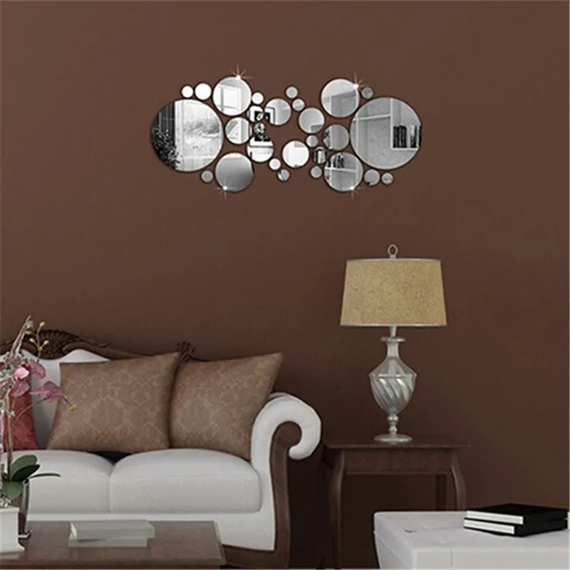 Съемные круглые зеркальные стильные художественные наклейки на стену модные