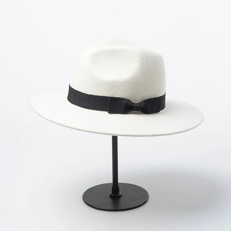 Белая шерстяная джазовая шапка для осени и зимы модная в Европе Америке 2018 году