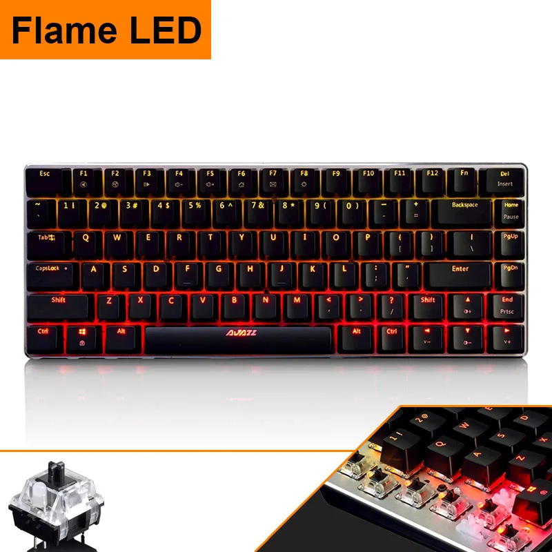 Flame Light 1 82 клавиши проводной AK33 RGB светодиодный с подсветкой Usb Мультимедиа эргономичная подсветка Механическая игровая клавиатура черный/синий переключатель - Цвет: Flame Light 1