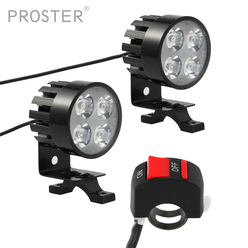 

Proster 2 Pcs Universal 4 LED Motorbike Motorcycle Headlight 12W 12v-85v With Signals Headlight Switch 7/8" For Motorcycle