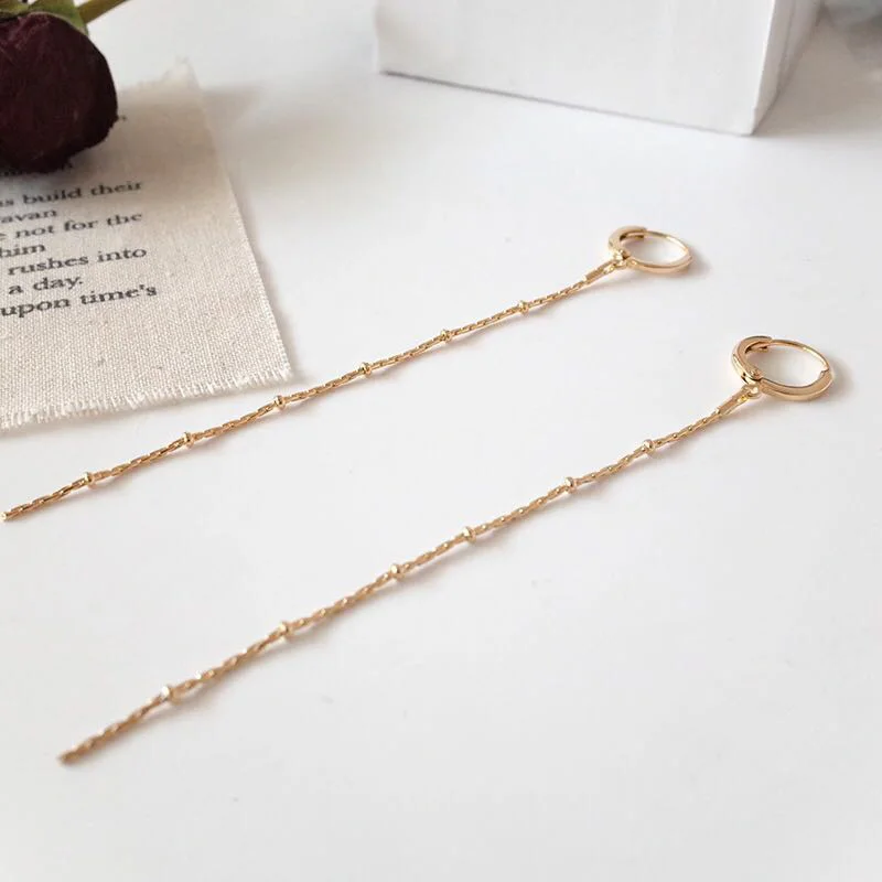 Длинные серьги-кольца с бусинами WTLTC в богемном стиле для женщин изящные тонкие