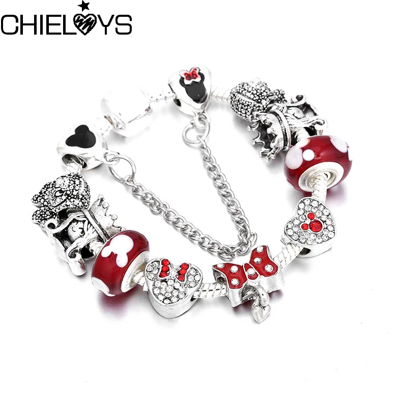 1 CHIELOYS, красивые синие муранские стеклянные бусины, цепочка-змейка, очаровательный браслет, подходит для оригинала, сделай сам, брендовый браслет для детей, подарок, ювелирное изделие - Окраска металла: 1