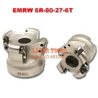 emrw 6r 80 27 6t face end milling cutter indexable flat roughing cutting cnc milling cutter