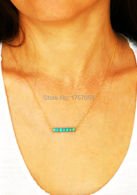 Ожерелье из бирюзы для женщин ожерелье золотистого и серебристого цвета с