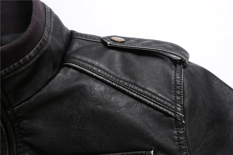 Leather jacket men motorcycle multi pocket zipper leather coat pu faux suede jacket male jaqueta couro motor montu Size 4XL 5XL