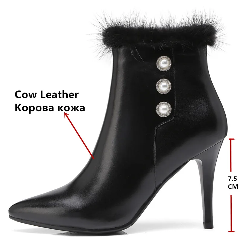 FEDONAS/Новинка женские ботильоны на высоком каблуке с бусинами обувь для вечеринки