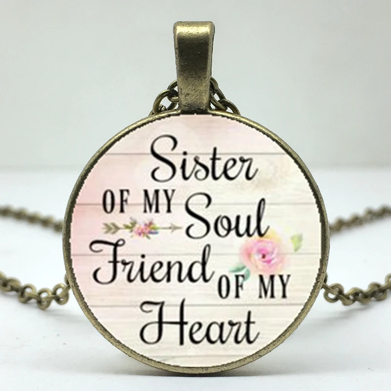 Ожерелье с подвеской soul sister my friend вдохновляющее ожерелье из сплава со стеклом