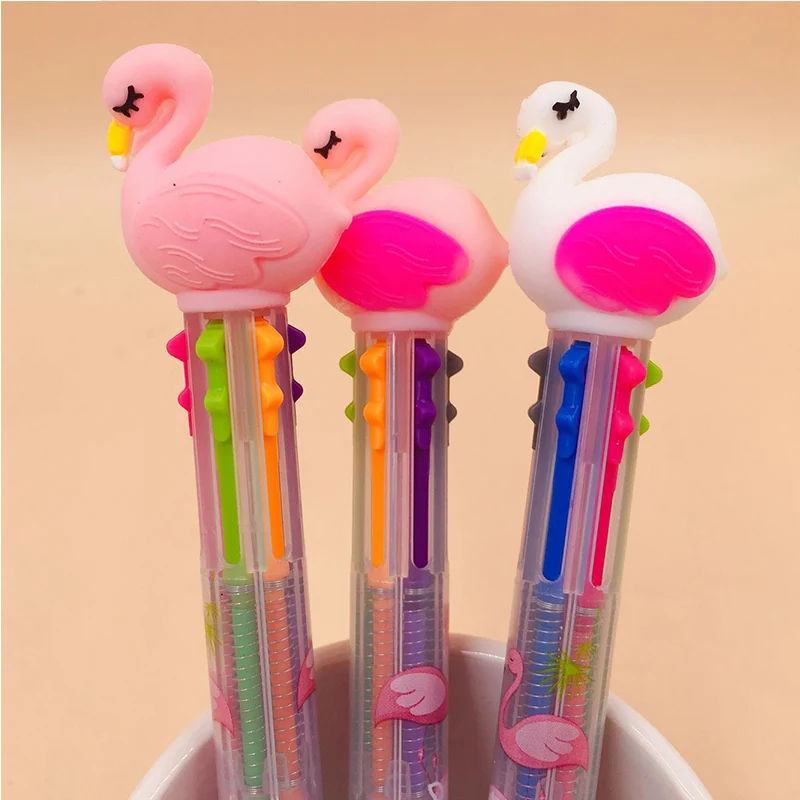 3/6 цветов Фламинго Шариковая ручка для мальчиков и девочек; Kawaii многоцветный ручки для письма маркировки офисные школьные принадлежности подарок идеи, 1 шт