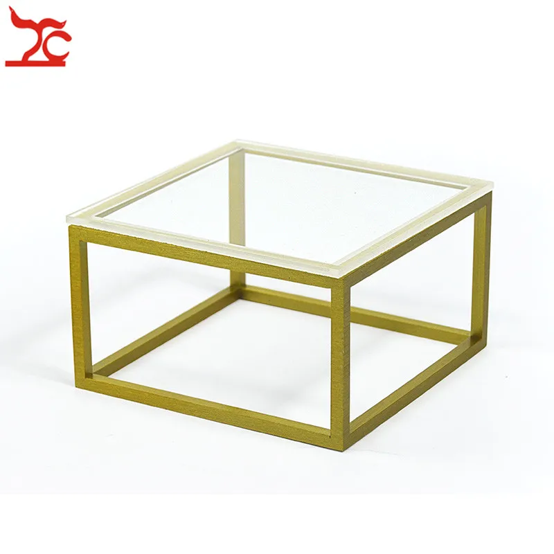 9x9x5cm Gold High End Нержавеющая сталь прилавок для демонстрации ювелирных изделий витрина акриловая основание алмаза часы Цепочки и ожерелья косметический Дисплей держатель для полотенец - Цвет: 9x9x5cm Gold