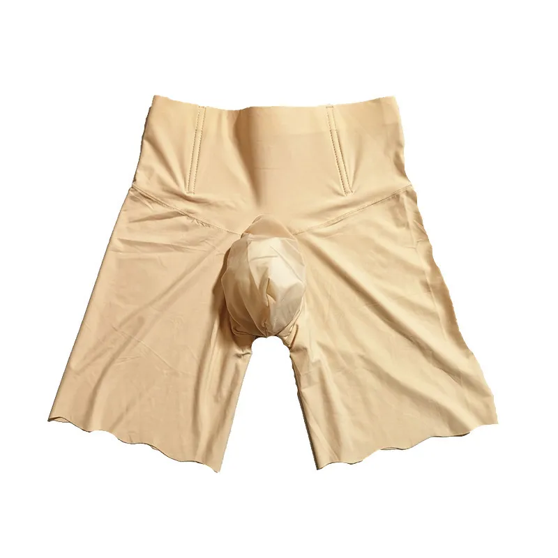 Трусы боксеры мужские с высокой талией массажные трусы слиперы бесшовные шорты