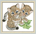 Joy Sunday, стиль животного, два леопарда, вышивка крестиком, стандартная ткань для легкой рукоделия