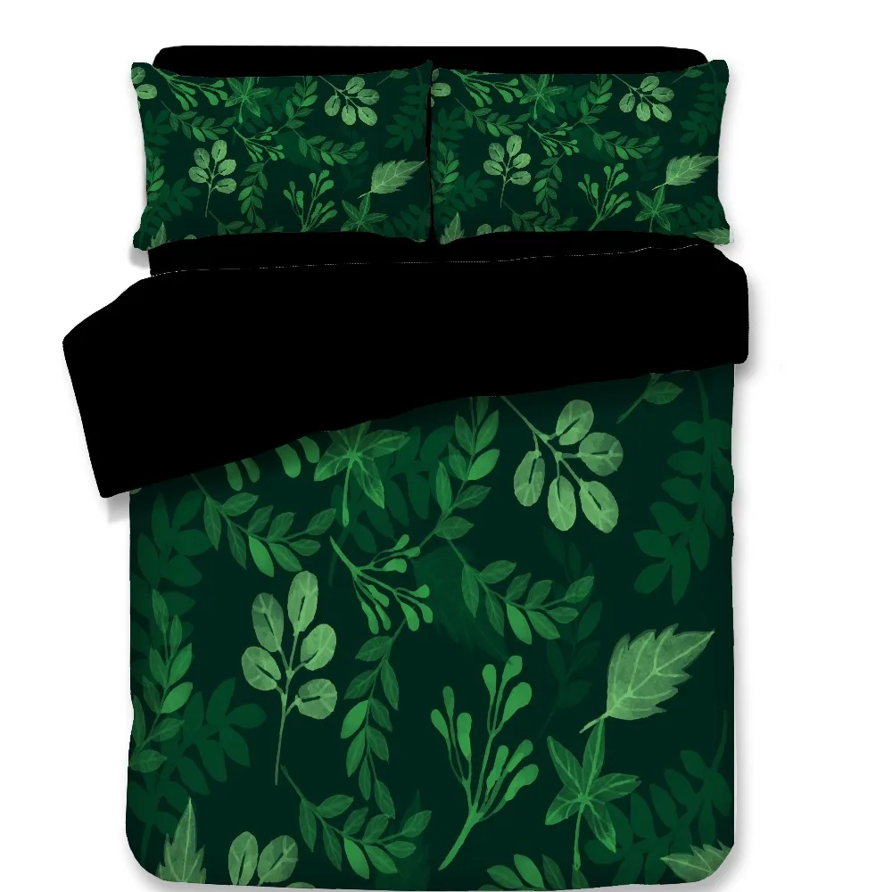 hot sale leaf courtly style black twin king full double bedclothes pillowcase duvet cover set bedding | Дом и сад