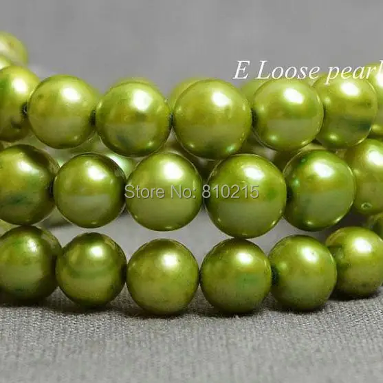 

Pearl Jewelry Loose Beads Round Potato Shape Freshwater Pearls Green Loose Bead 7.5-8.5mm 15 Inches Full Strand
