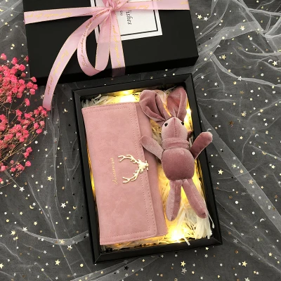 Pink elk version Акция 1 шт на заказ бумажник с коробкой кукла фото как свадьба Подружка невесты уникальные персонализированные подарки наборы - Цвет: Pink elk version