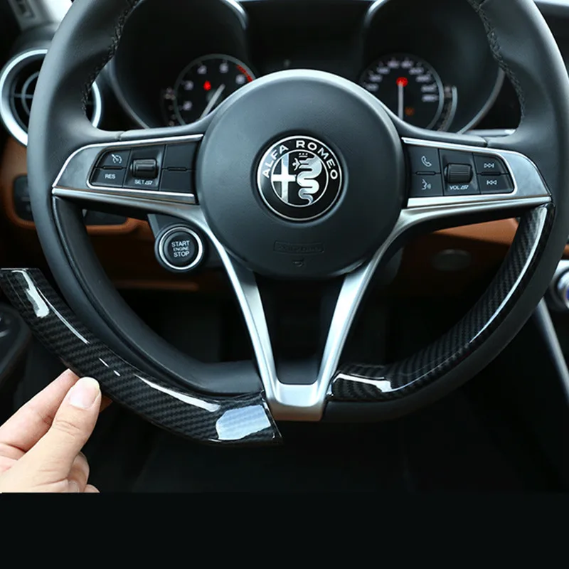Для Alfa Romeo Giulia Stelvio 2017 накладка на руль из углеродного волокна аксессуары для