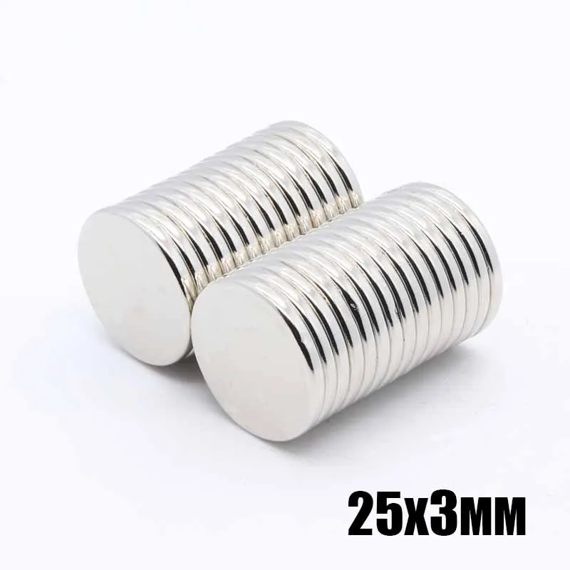 

50pcs 25x3 mm Neodymium magnet 25x3 Rare Earth small Strong Round permanent 25*3 mm fridge Electromagnet NdFeB nickle magnetic